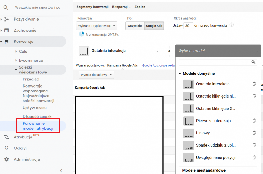 Atrybucja konwersji w Google Analytics