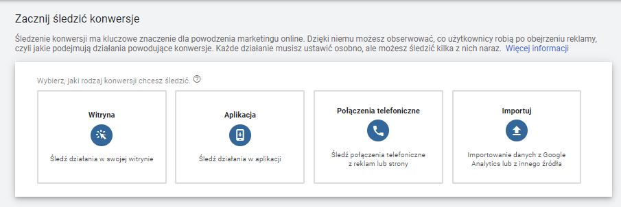 Rodzaje konwersji Google Ads