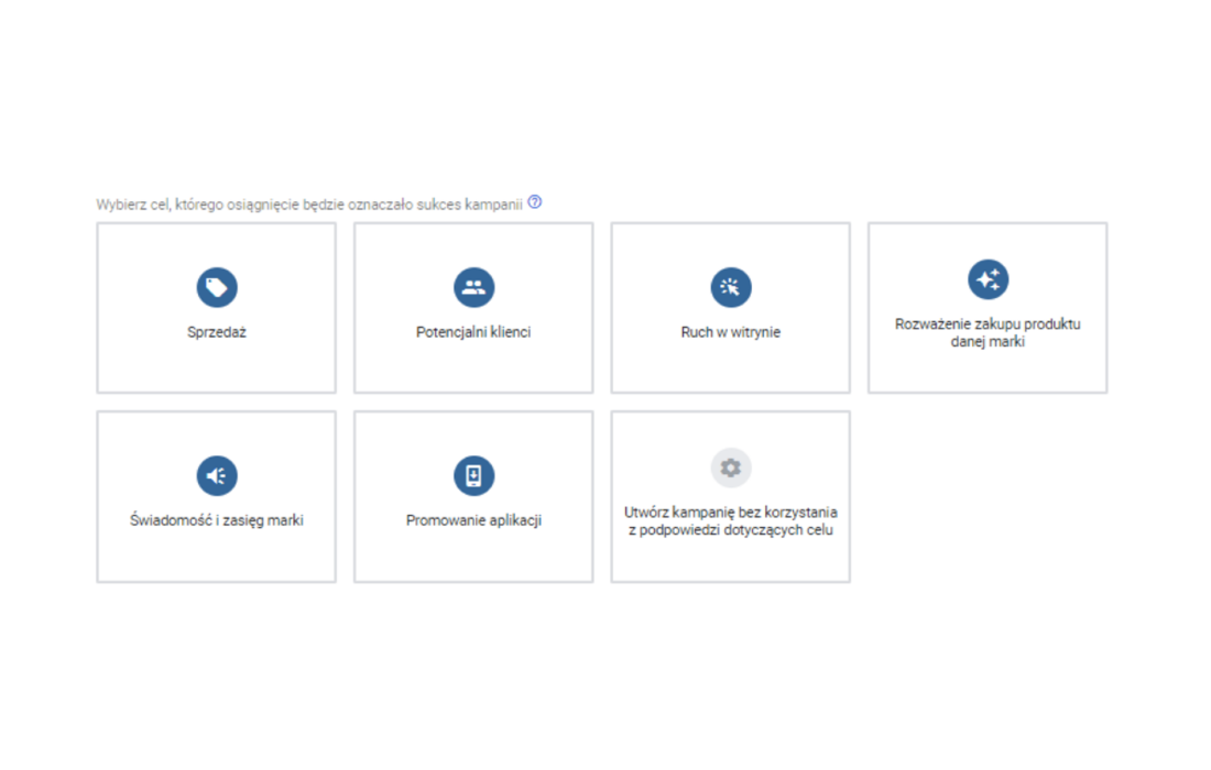 Cele reklamowe w Google Ads - przykład